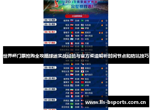 世界杯门票抢购全攻略球迷实战经验与官方渠道解析时间节点和防坑技巧 世界杯门票抢购全攻略球迷实战经验与官方渠道解析时间节点和防坑技巧